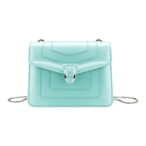 BVLGARI Serpenti Forever Series Сумка через плечо из коровьей кожи Маленькая Женская Светло-синяя