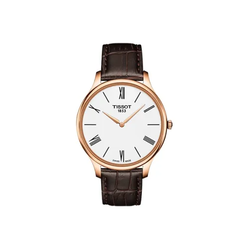 TISSOT Junya Collection Кварцевый механизм Мужские часы 39 мм Белый циферблат Корпус из нержавеющей стали Ремешок из натуральной кожи