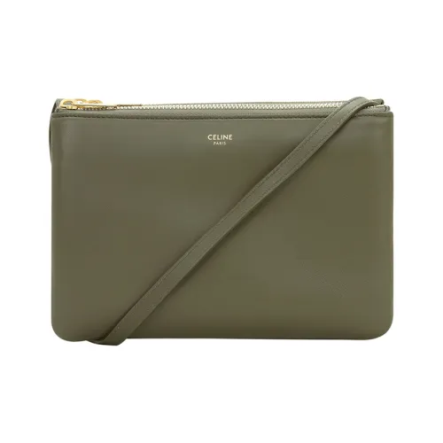 CELINE Trio Овчина Сумка через плечо Маленькая Женская Оливково-зеленая