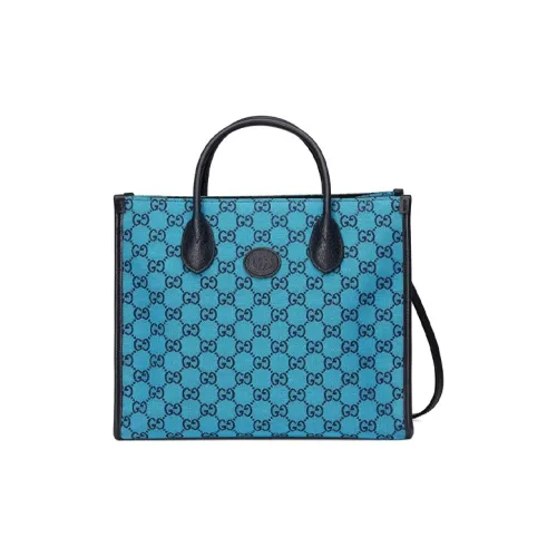 GUCCI GG Supreme Canvas Leather Bag Small Unisex Light Blue Dark Blue GUCCI GG Supreme Холст Кожа Сумка Маленькая Унисекс Светло-Синий и Темно-Синий