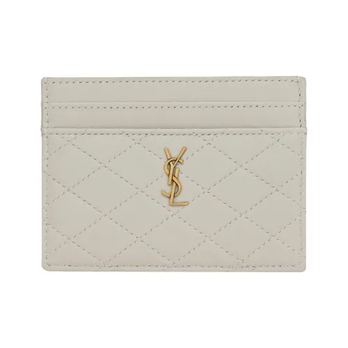 SAINT LAURENT Gaby Лоскутное шитье Овчина Картхолдер Женские Винтажный белый