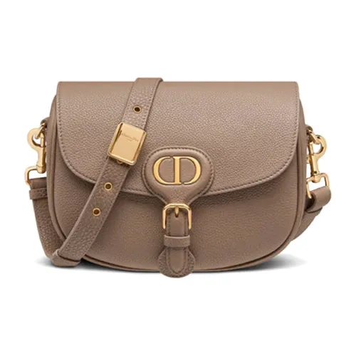 DIOR Bobby Grained Телячья кожа Сумка через плечо Средняя Женская Теплый серый Коричневый