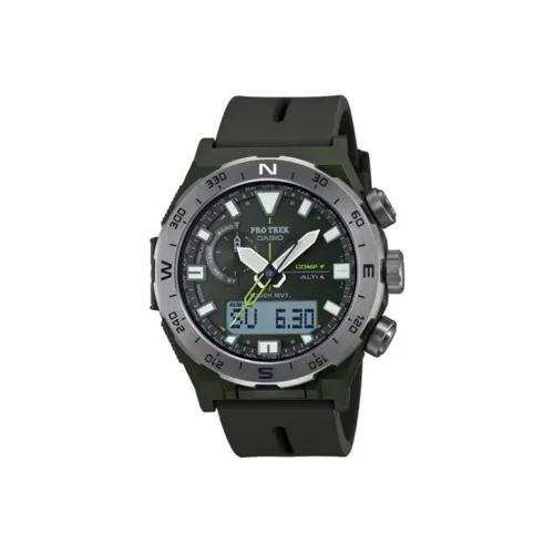 CASIO Кварцевый механизм Мужские часы PRO TREK Collection Dual Display 52,6 мм Зеленые
