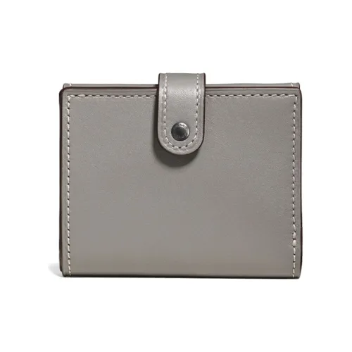 COACH Трехсекционный кошелек из дубленой кожи цвет хрома маленький унисекс серый