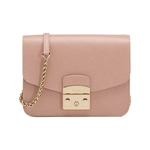 Furla Metropolis Collection Кожа Сумка с цепочкой Маленькая квадратная сумка Сумка через плечо Маленькая Женская Розовая