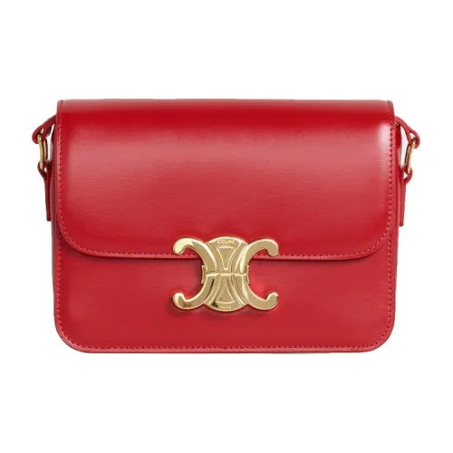CELINE Teen Triomphe Блестящая сумка из коровьей кожи сумка через плечо маленькая сумка через плечо женская конфетно-красный