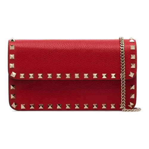 Valentino Rockstud Телячья кожа с текстурой сумка через плечо клатч женский красный