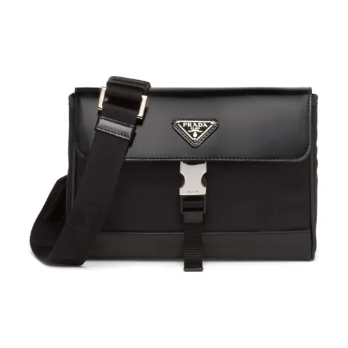 PRADA Переработанный Нейлон Курьерская Сумка Сумка через плечо Чехол для телефона Мужской Черный