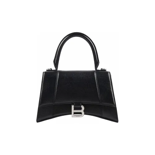 Balenciaga HOURGLASS Зернистая кожа личи Коровья кожа Сумка Hourglass Сумка через плечо Сумка Маленькая Женская Черная