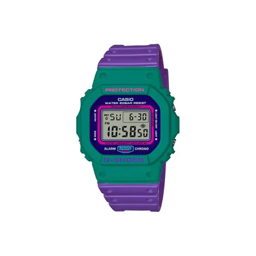 CASIO SQUAD Series Кварцевый механизм Смольный ремешок Часы Мужские Фиолетовый циферблат DW 5600TB 6