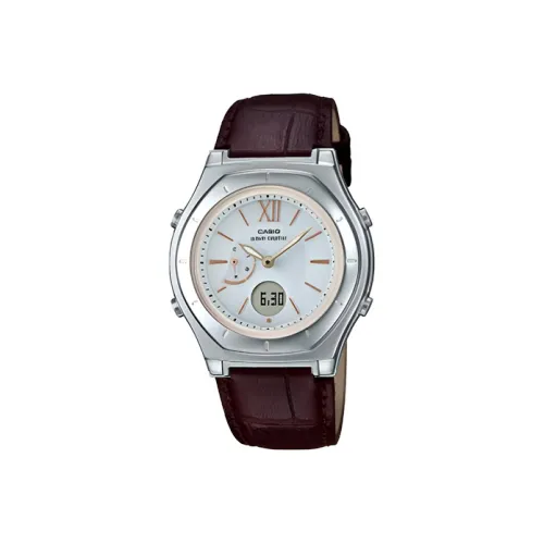 CASIO Солнечный кварцевый механизм часы с натуральной кожей ремешок женские часы белый циферблат