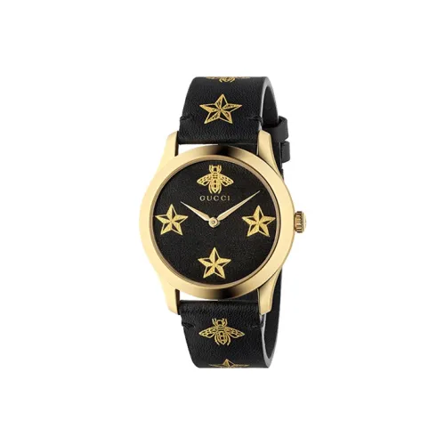 GUCCI G Timeless Collection Кварцевые часы Кожаный ремешок Черный циферблат Унисекс