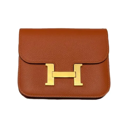 HERMES Constance Slim Кожа Evercolor Клатч Кошелек Женские Румяна FLORIDA Синий