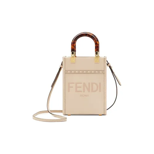 FENDI Sunshine Корова Кожа Сумка через плечо Сумка через плечо Мини Женская Светлый Бежевый Розовый
