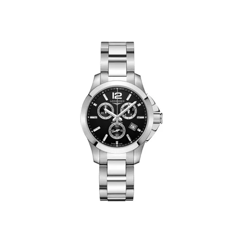 LONGINES Comcast Collection Кварцевый механизм Мужские часы 36 мм Черный циферблат Корпус из нержавеющей стали Ремешок из нержавеющей стали