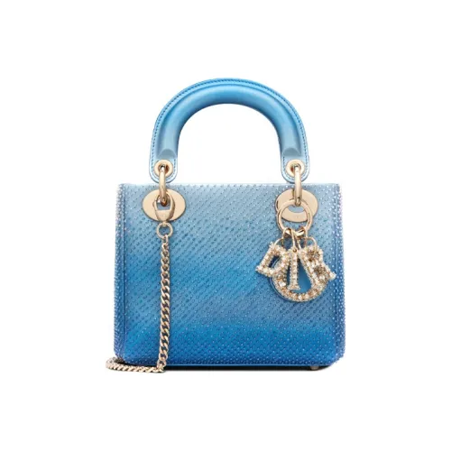 DIOR Lady Dior Sheepskin Сумка через плечо Сумка Mini Женская Градиент Синий