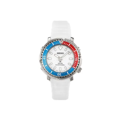 SEIKO Prospe Solar Кварцевый механизм Солнечный механизм Силиконовый ремешок Часы 38,7 мм Женские часы Белый циферблат