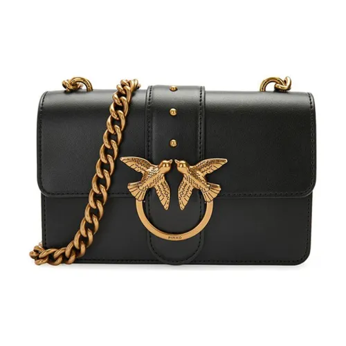 PINKO SIMPLY Кожа Swallow Сумка Сумки через плечо Сумка на плечо Мини Женская Черная Черная Золото