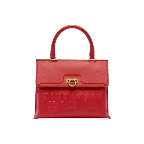 FERRAGAMO Trifolio с коровьей кожей подкладка из овчины сумка через плечо плечо тоут среднего размера женский красный