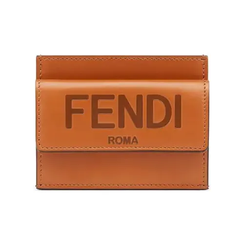 FENDI Телячья кожа Держатель для денег кошелек держатель для карт Женские Коричневый