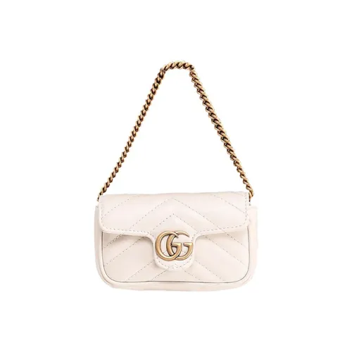 GUCCI GG Marmont Стеганый кожаный кошелек для карт и монет экстра мини женский белый