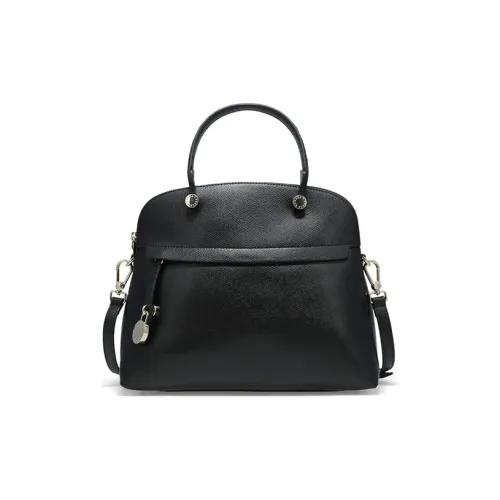 Furla Piper Collection Кожа Тоут Сумка Сумка для покупок Сумка на плечо Сумка среднего размера Женская Черная