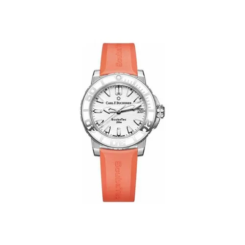 BUCHERER PATRAVI Collection Механический механизм Женские часы 36,5 мм Белый циферблат Корпус из нержавеющей стали Резиновый ремешок