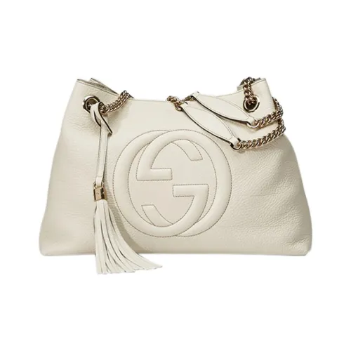 GUCCI SOHO совместный бренд кожаная сумка-тоут сумка на одно плечо женская белая