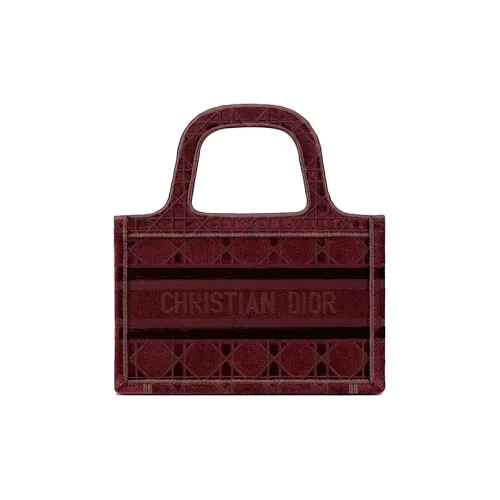 DIOR BookTote Вельветовая сумка-тоут Мини Женская Бордовая Красная