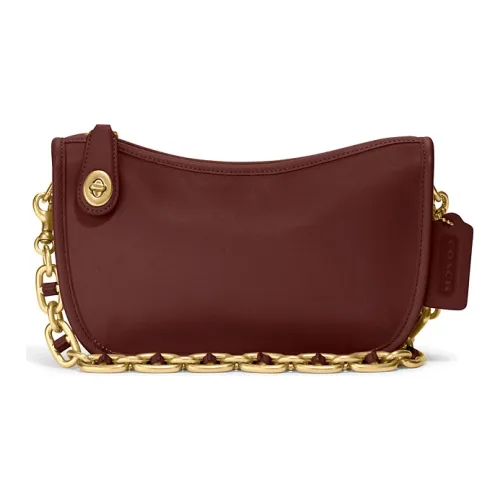 COACH Swinger Кожа Сумка через плечо Маленькая сумка Сумка на плечо Сумка через плечо Сумка на плечо Женская Morandi Коричневый Красный