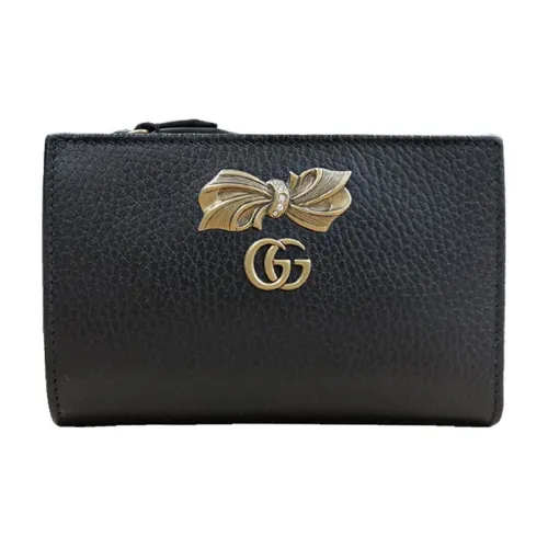 GUCCI GG Marmont Кожа Короткий Кошелек Складной Кошелек Женские Черный