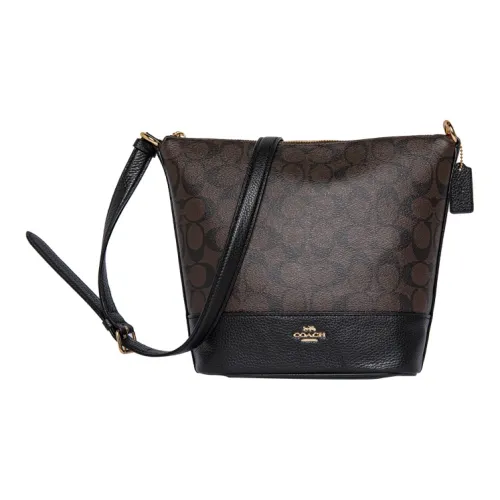 COACH Paxton Коровья кожа Ведрообразная сумка Картофель фри Сумка-хобо Сумка через плечо Сумка на плечо Женская Темно-коричневая