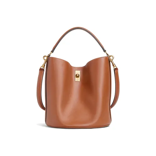 CELINE 16 Гладкая коровья кожа Ведрообразная сумка Сумка через плечо Сумка Сумка через плечо Средний Женский Рыжевато-коричневый