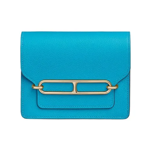 HERMES Evercolor Телячья кожа Съемный Кошелек для монет Сумка через плечо Одно плечо Синий для женщин