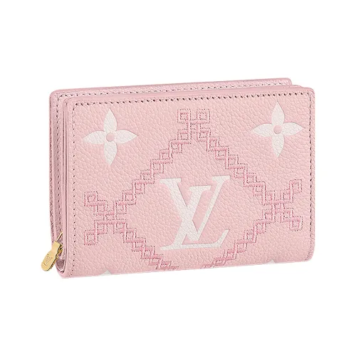 LOUIS VUITTON Гранированная телячья кожа Монограмма Укороченный кошелек для монет держатель для карт кошелек обычный женский розовый