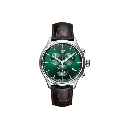 TISSOT Speedy Collection Кварцевый механизм Мужские часы Циферблат 45 мм Зеленый Нержавеющая сталь Корпус Натуральная кожа Ремешок