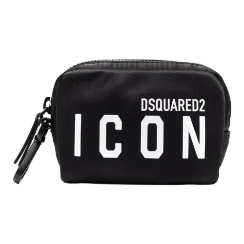 DSQUARED 2 Телячья кожа с нейлоном косметичка женская черная