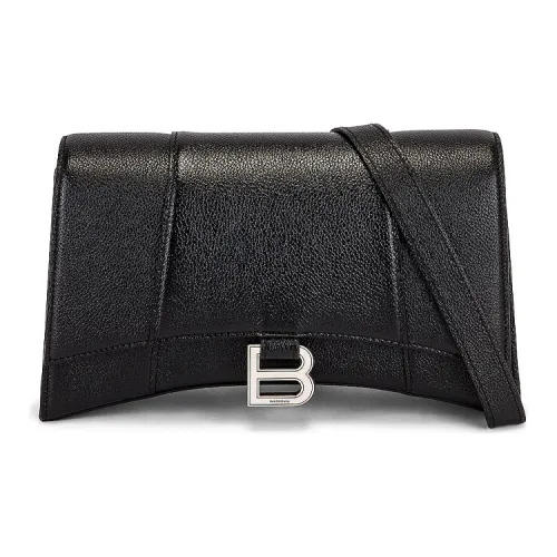 Balenciaga HOURGLASS Рельефная Телячья Кожа Сумка Hourglass Маленькая Сумка Женская Черная