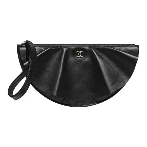 CHANEL Lambskin Clutch Women's Black