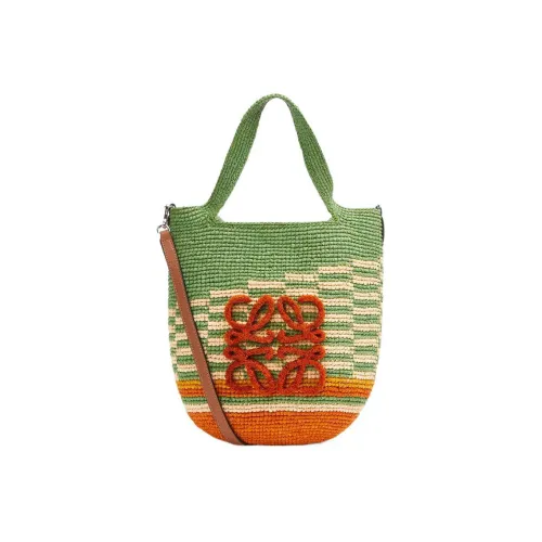 LOEWE с коровьей кожей и рафия сумка мини женский зеленый оранжевый