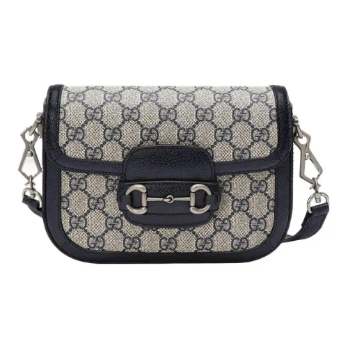 GUCCI Horsebit 1955 Холст с кожей Седло Сумка Сумка через плечо Мини Унисекс