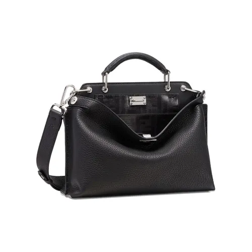 FENDI Peekaboo Тисненая кожа Сумка на одно плечо Мужская Черная