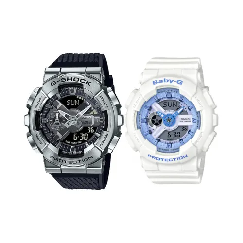 CASIO Парные часы Коллекция GM BA Коллекция Кварцевый механизм Часы Унисекс Черный циферблат GM 110 1A+BA 110BE 7AER