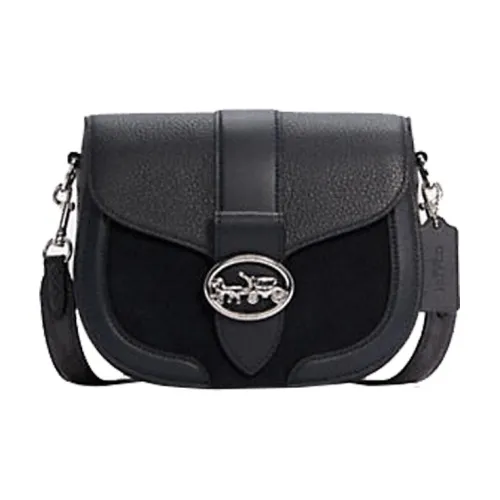 COACH Georgie Кожа Плечевая Сумка Седельная Сумка Сумка через плечо Маленькая Женская Черная