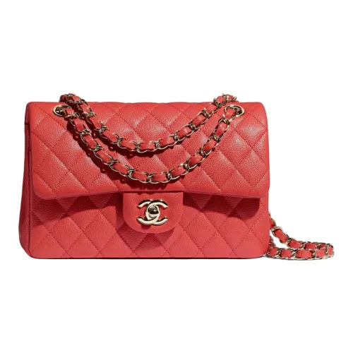 CHANEL Classic Flap CF Икорная коровья кожа и металл сумка с цепочкой сумка через плечо женская красная