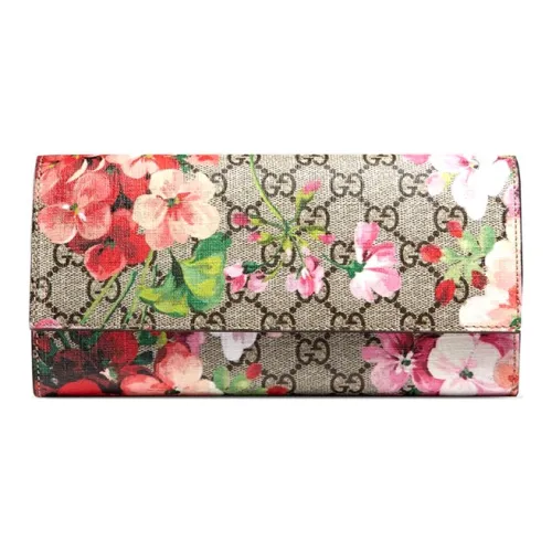 GUCCI GG Blooms Холст с кожей Кошелек Женские Эбеновый Многоцветный