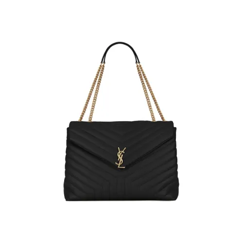 SAINT LAURENT Quilted Кожа Сумка через плечо Сумка Большая Женская Черная