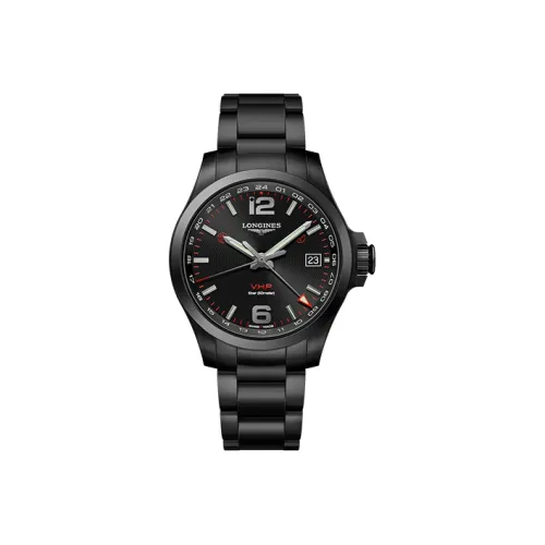 LONGINES Quartz Механизм Мужские часы 41 мм Черный циферблат PVD покрытие Корпус часов PVD покрытие Ремешок