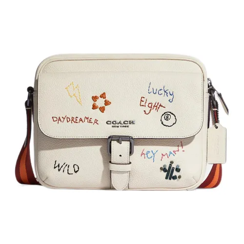 COACH Diary Вышивка Коллаборация Hudson Кожа Camera Сумка Сумка через плечо Женская Белая