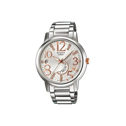 CASIO SHEEN Кварцевый механизм нержавеющая сталь ремешок женские часы серебристый циферблат